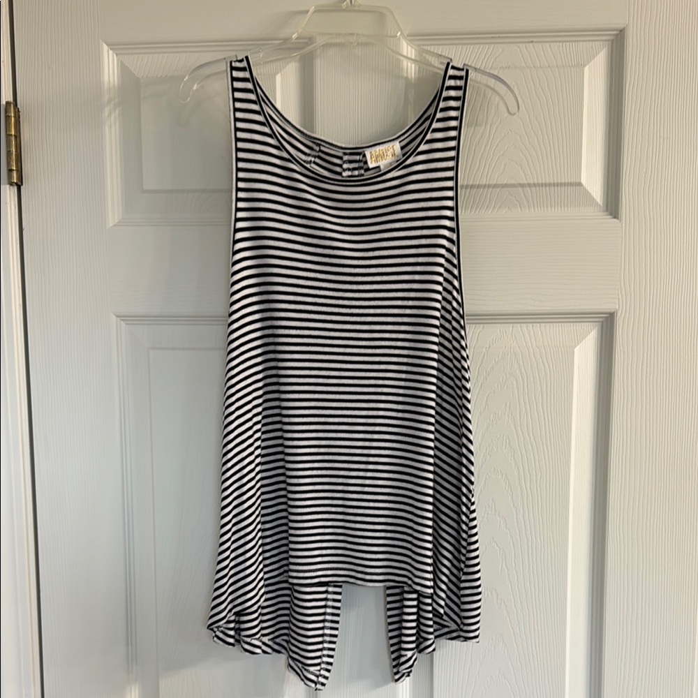 Muse Black and White Asymmetrical Sleeveless Tank Top
